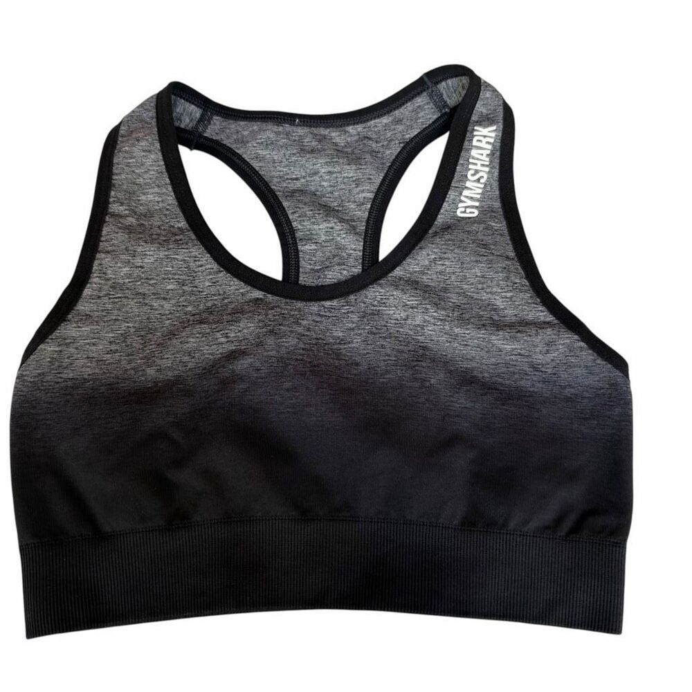 Gymshark Women’s Ombre Seamless Racerback Sports Bra Gray Black Size S?